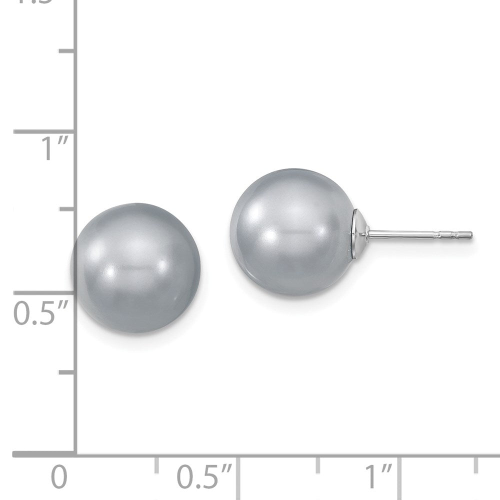 Sterlingsilber Majestik Rhodiniert 10-11mm Grau Imitat Muschel Perle Ohrstecker