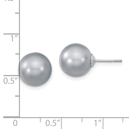 Sterlingsilber Majestik Rhodiniert 10-11mm Grau Imitat Muschel Perle Ohrstecker
