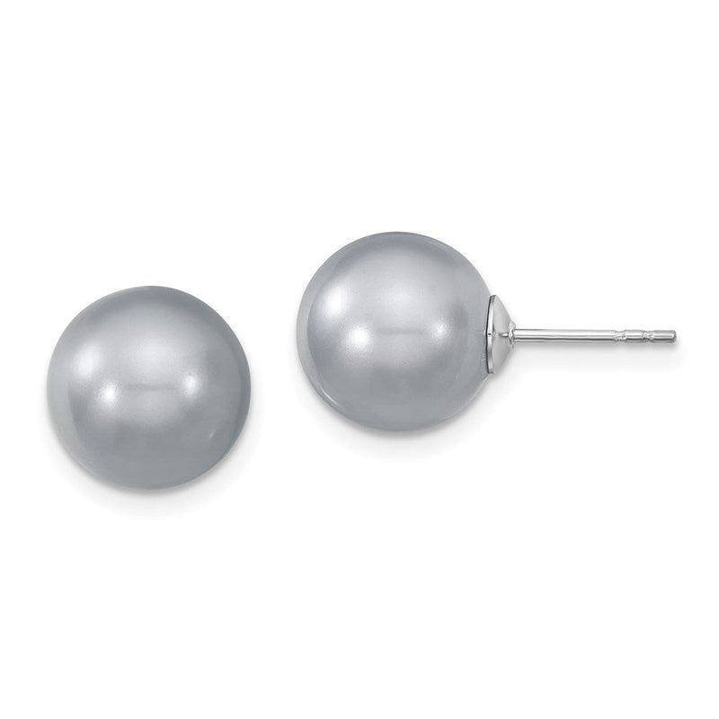 Sterlingsilber Majestik Rhodiniert 10-11mm Grau Imitat Muschel Perle Ohrstecker