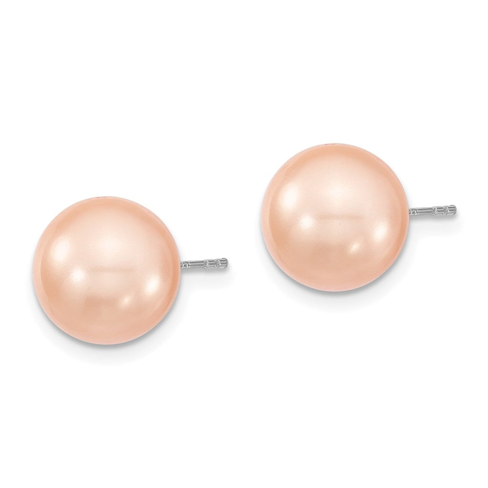 Sterlingsilber Majestik Rhodiniert 10-11mm Rosa Imitat Muschel Perle Ohrstecker