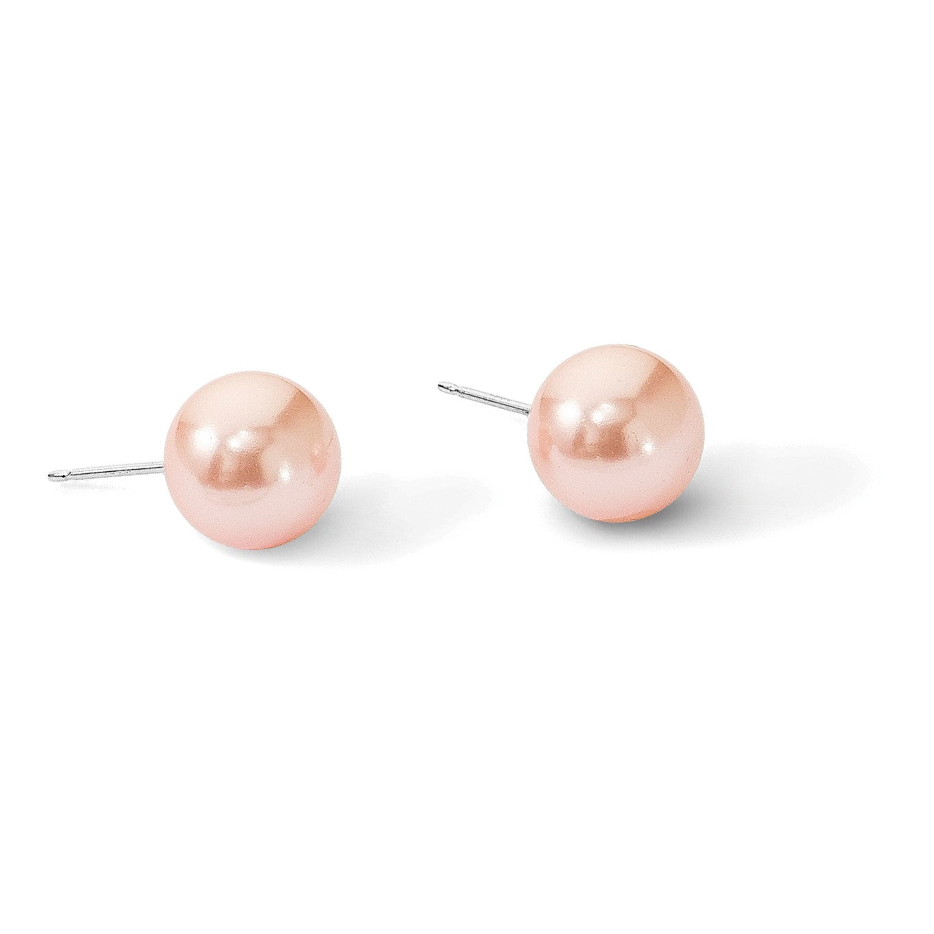 Sterlingsilber Majestik Rhodiniert 10-11mm Rosa Imitat Muschel Perle Ohrstecker