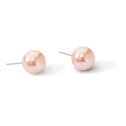 Sterlingsilber Majestik Rhodiniert 10-11mm Rosa Imitat Muschel Perle Ohrstecker