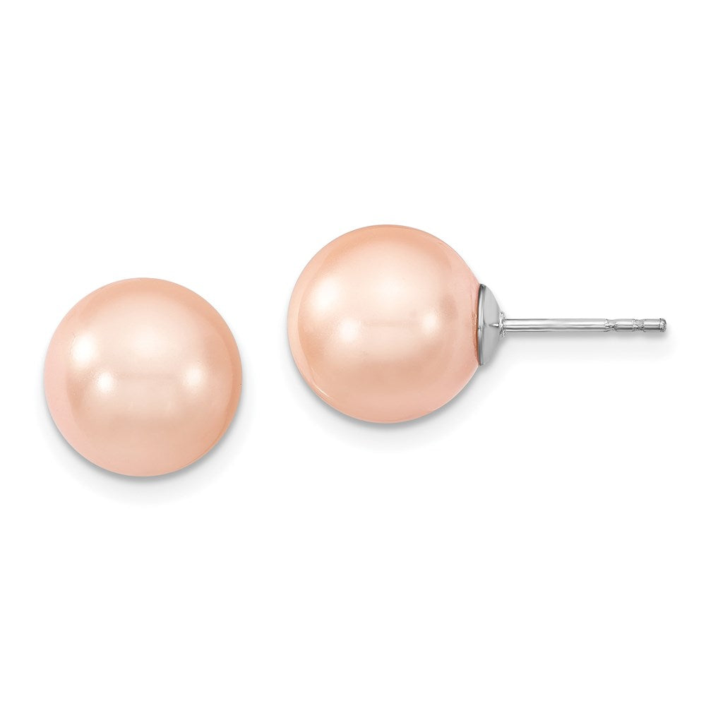 Sterlingsilber Majestik Rhodiniert 10-11mm Rosa Imitat Muschel Perle Ohrstecker