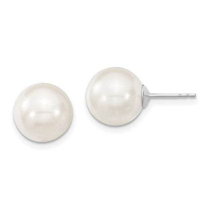 Sterlingsilber Majestic Rhodiniert 10-11mm Weiß Imitat Muschel Perle Ohrstecker