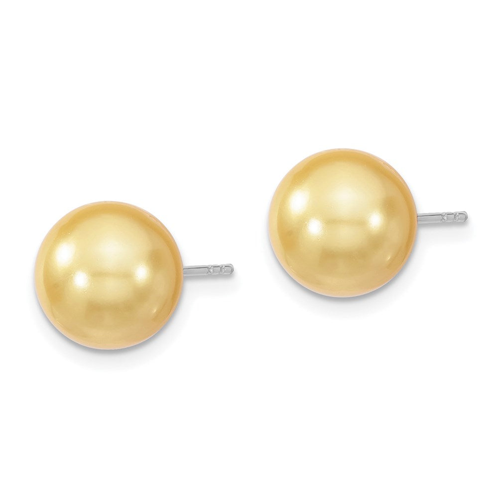 Sterlingsilber Majestik Rhodiniert 10-11mm Gelb Imitat Muschel Perle Ohrstecker