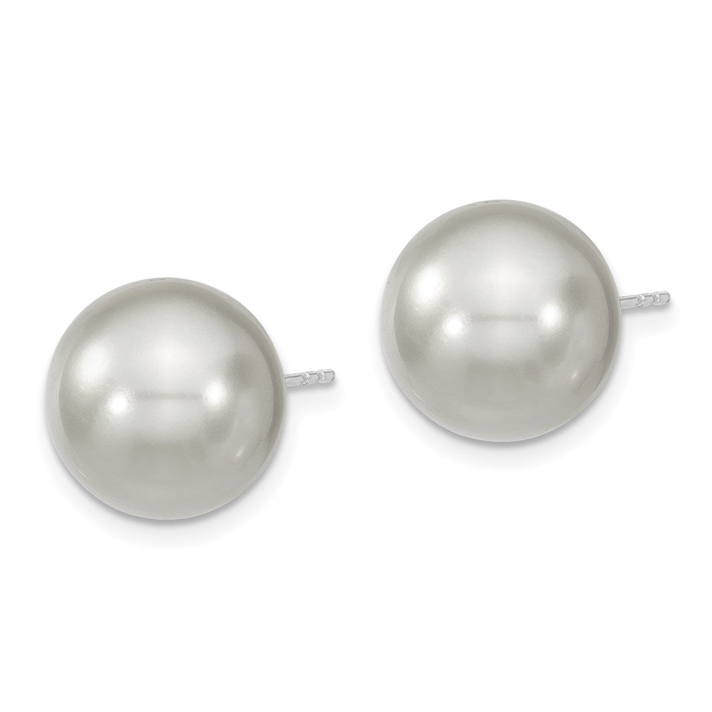 Sterlingsilber Majestik Rhodiniert 12-13mm Grau Imitat Muschel Perle Ohrstecker