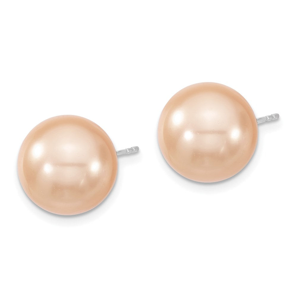 Sterlingsilber Majestik Rhodiniert 12-13mm Rosa Imitat Muschel Perle Ohrstecker