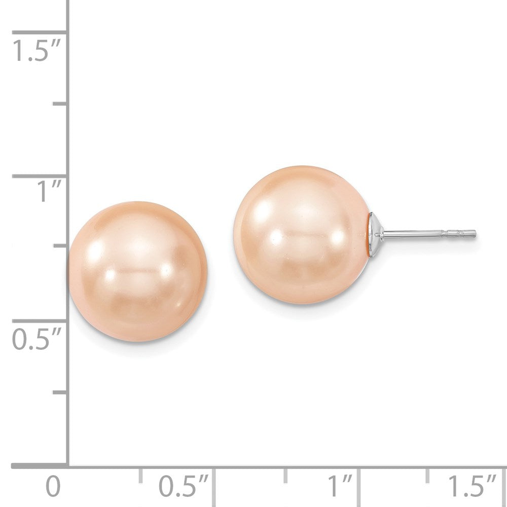 Sterlingsilber Majestik Rhodiniert 12-13mm Rosa Imitat Muschel Perle Ohrstecker