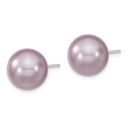 Sterlingsilber Majestik Rhodiniert 12-13mm Lila Imitat Muschel Perle Ohrstecker