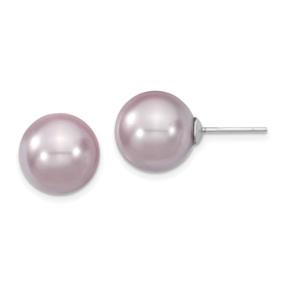 Sterlingsilber Majestik Rhodiniert 12-13mm Lila Imitat Muschel Perle Ohrstecker