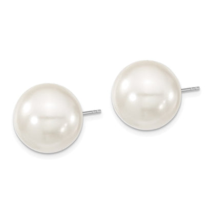 Sterlingsilber Majestic Rhodiniert 14-15mm Weiß Imitat Muschel Perle Ohrstecker