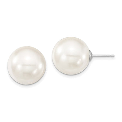 Sterlingsilber Majestic Rhodiniert 14-15mm Weiß Imitat Muschel Perle Ohrstecker