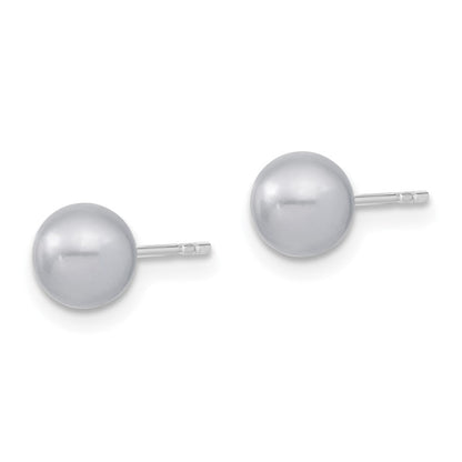 Sterlingsilber Majestic Rhodiniert 6-7mm Grau Imitat Muschel Perle Ohrstecker