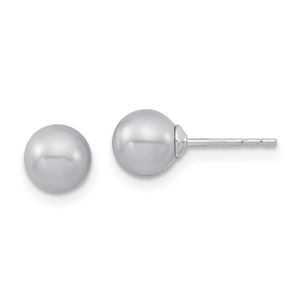 Sterlingsilber Majestic Rhodiniert 6-7mm Grau Imitat Muschel Perle Ohrstecker