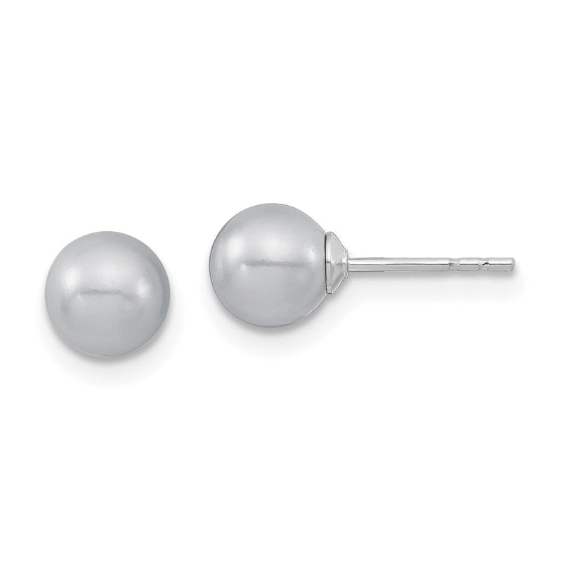 Sterlingsilber Majestic Rhodiniert 6-7mm Grau Imitat Muschel Perle Ohrstecker