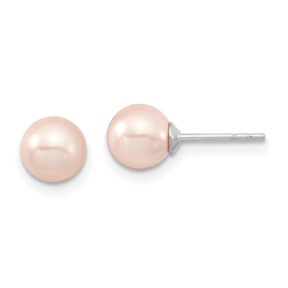 Sterlingsilber Majestic Rhodiniert 6-7mm Rosa Imitat Muschel Perle Ohrstecker