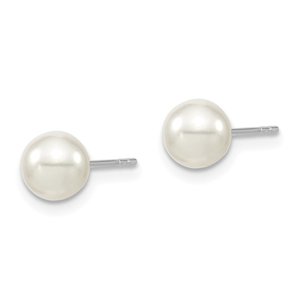 Sterlingsilber Majestic Rhodiniert 6-7mm Weiß Imitat Muschel Perle Ohrstecker