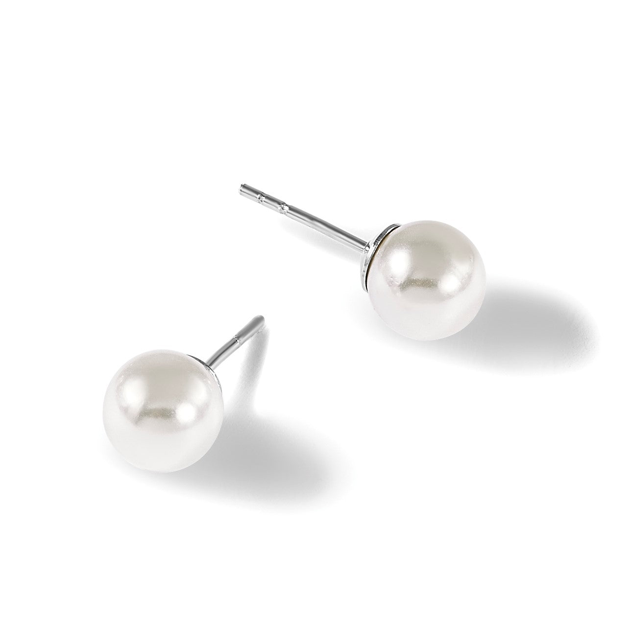 Sterlingsilber Majestic Rhodiniert 6-7mm Weiß Imitat Muschel Perle Ohrstecker