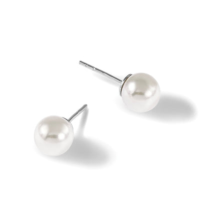 Sterlingsilber Majestic Rhodiniert 6-7mm Weiß Imitat Muschel Perle Ohrstecker
