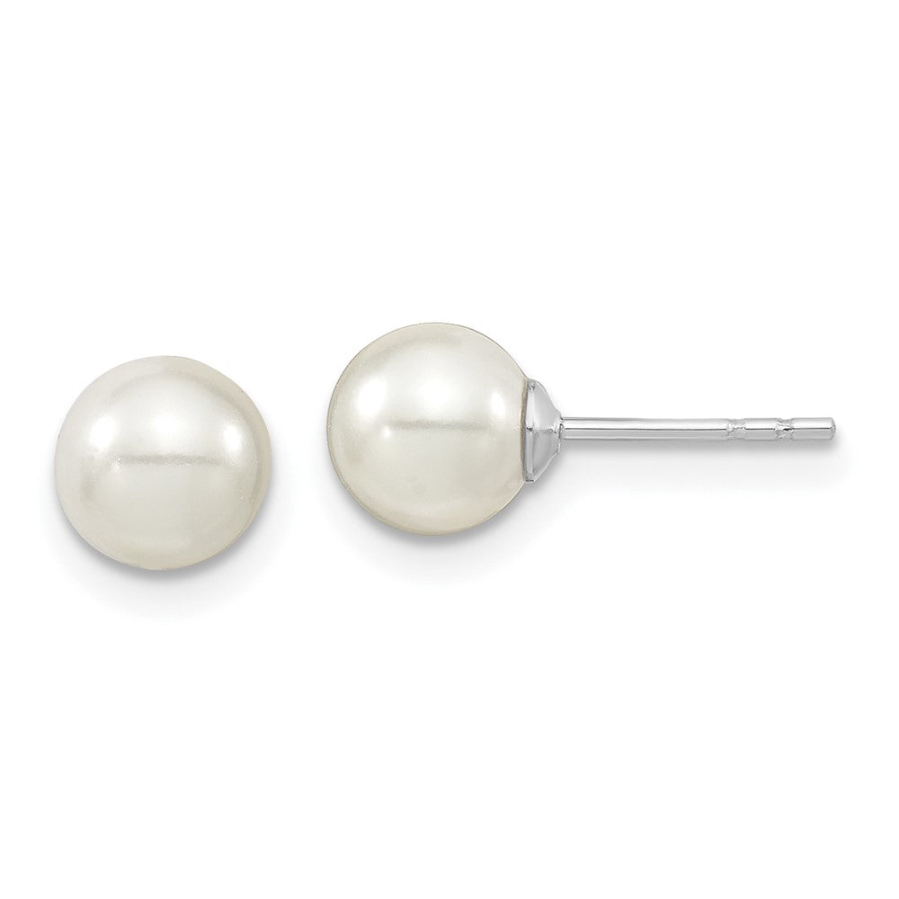 Sterlingsilber Majestic Rhodiniert 6-7mm Weiß Imitat Muschel Perle Ohrstecker