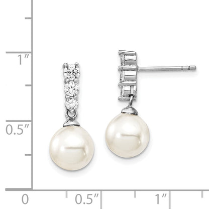 Sterlingsilber Majestik Rhodiniert 8-9mm Imitat Muschel Perle Zirkonia Ohrhänger