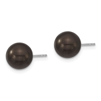 Sterlingsilber Majestik Rhodiniert 8-9mm Schwarz Imitat Muschel Perle Ohrstecker