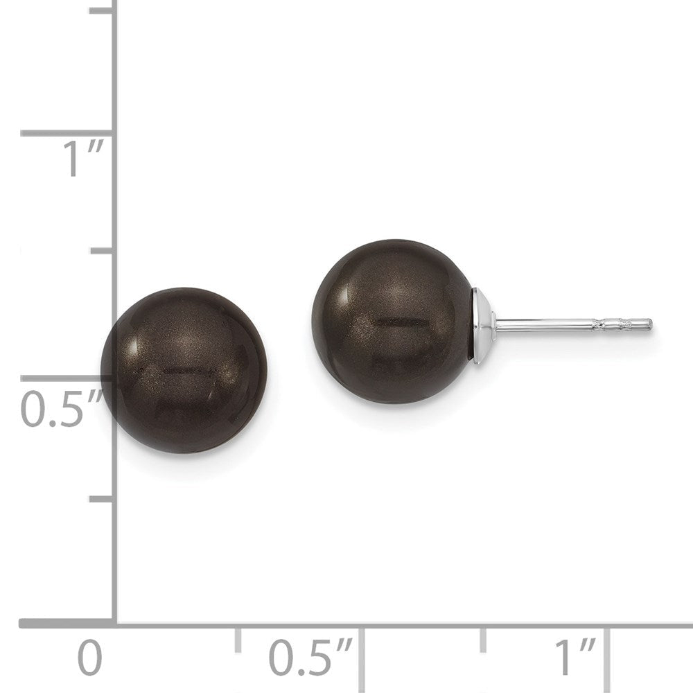 Sterlingsilber Majestik Rhodiniert 8-9mm Schwarz Imitat Muschel Perle Ohrstecker