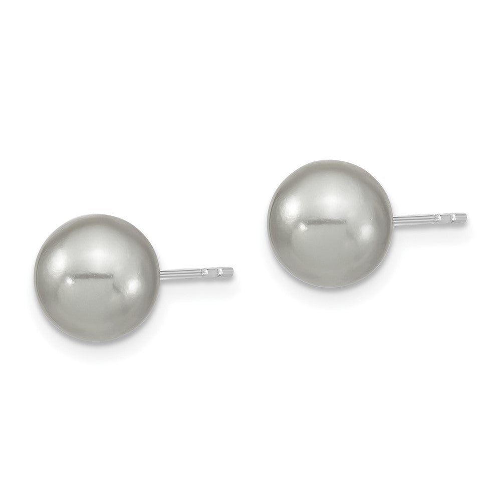 Sterlingsilber Majestic Rhodiniert 8-9mm Grau Imitat Muschel Perle Ohrstecker