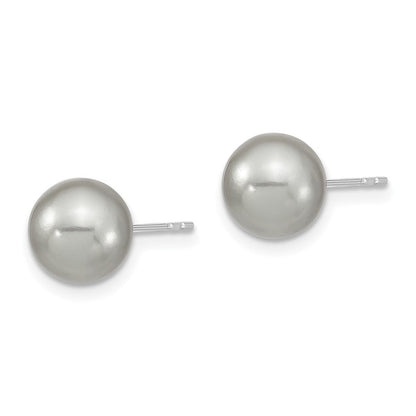 Sterlingsilber Majestic Rhodiniert 8-9mm Grau Imitat Muschel Perle Ohrstecker