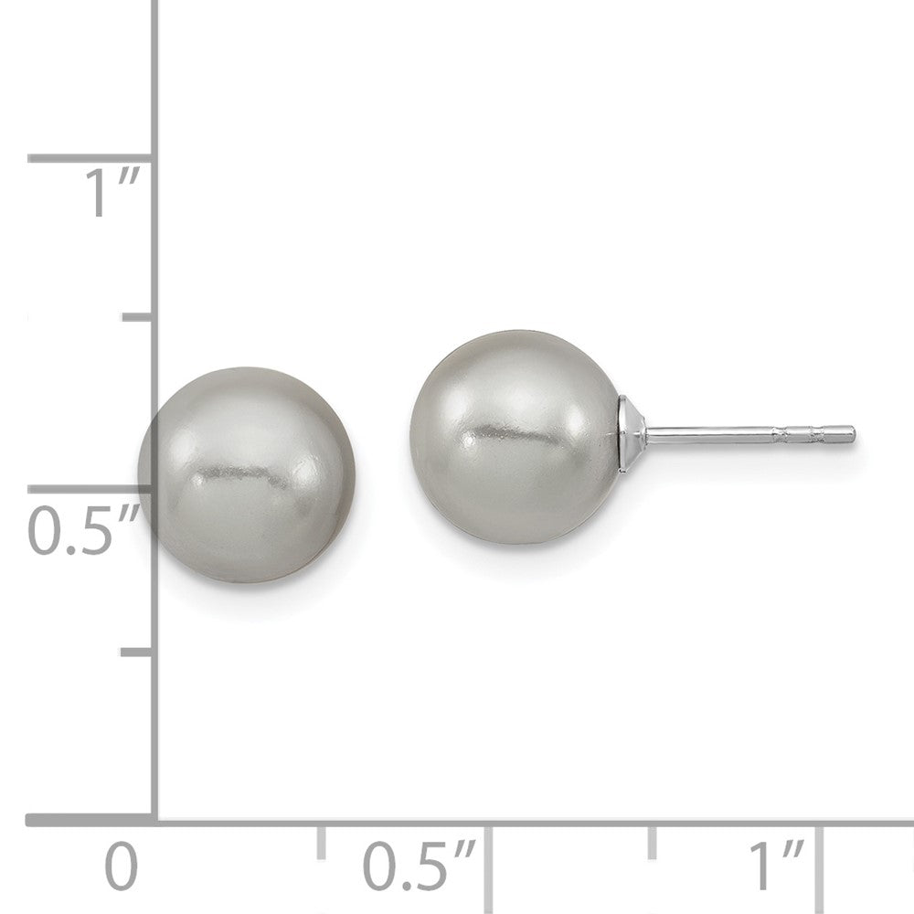 Sterlingsilber Majestic Rhodiniert 8-9mm Grau Imitat Muschel Perle Ohrstecker