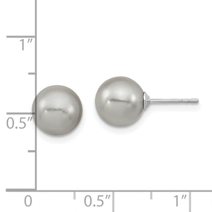Sterlingsilber Majestic Rhodiniert 8-9mm Grau Imitat Muschel Perle Ohrstecker