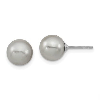 Sterlingsilber Majestic Rhodiniert 8-9mm Grau Imitat Muschel Perle Ohrstecker