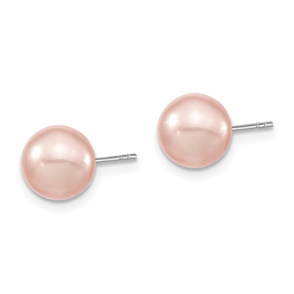 Sterlingsilber Majestic Rhodiniert 8-9mm Rosa Imitat Muschel Perle Ohrstecker