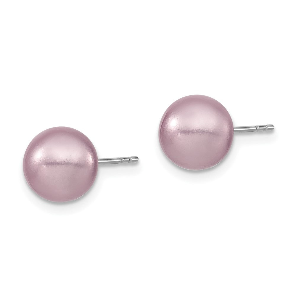 Sterlingsilber Majestic Rhodiniert 8-9mm Lila Imitat Muschel Perle Ohrstecker