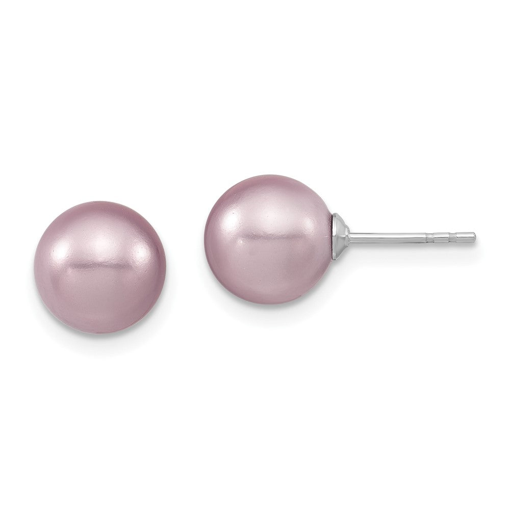 Sterlingsilber Majestic Rhodiniert 8-9mm Lila Imitat Muschel Perle Ohrstecker