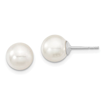 Sterlingsilber Majestic Rhodiniert 8-9mm Weiß Imitat Muschel Perle Ohrstecker