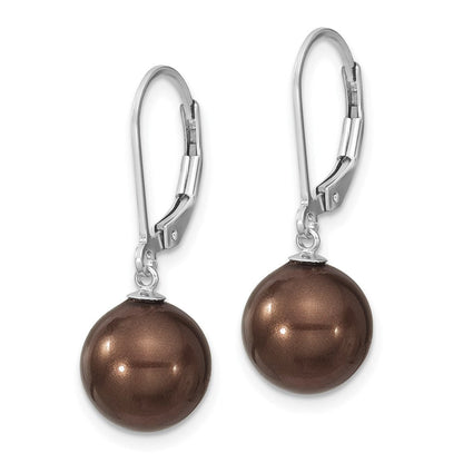 Sterlingsilber Majestik Rhodiniert 10-11mm Braun Imitat Muschel Perle Brisur Ohrhänger