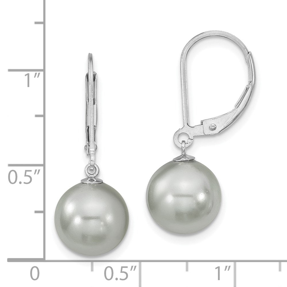 Sterlingsilber Majestik Rhodiniert 10-11mm Grau Imitat Muschel Perle Brisur Hängend Ohrring