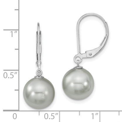 Sterlingsilber Majestik Rhodiniert 10-11mm Grau Imitat Muschel Perle Brisur Hängend Ohrring