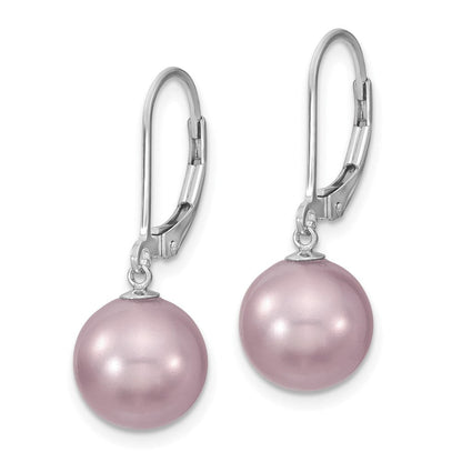 Sterlingsilber Majestik Rhodiniert 10-11mm Lila Imitat Muschel Perle Brisur Ohrhänger