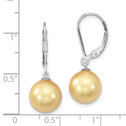 Sterlingsilber Majestik Rhodiniert 10-11mm Gelb Imitat Muschel Perle Brisur Ohrhänger