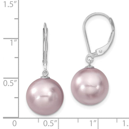 Sterlingsilber Majestik Rhodiniert 12-13mm Lila Imitat Muschel Perle Brisur Ohrhänger