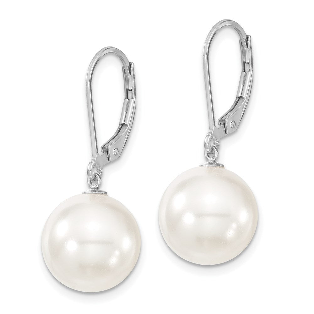 Sterlingsilber Majestik Rhodiniert 12-13mm Weiß Imitat Muschel Perle Brisur Ohrhänger