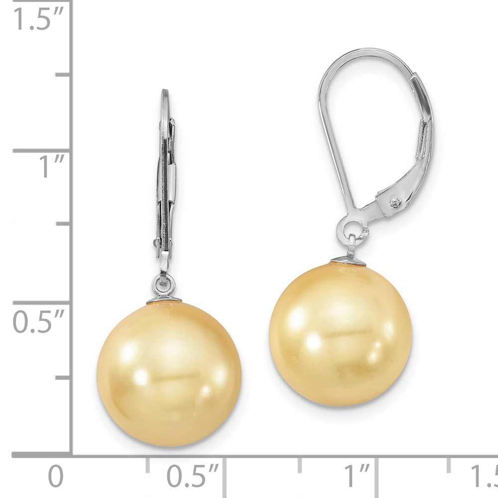 Sterlingsilber Majestik Rhodiniert 12-13mm Gelb Imitat Muschel Perle Brisur Ohrhänger