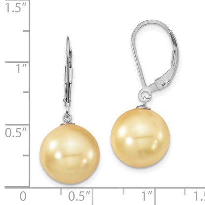 Sterlingsilber Majestik Rhodiniert 12-13mm Gelb Imitat Muschel Perle Brisur Ohrhänger