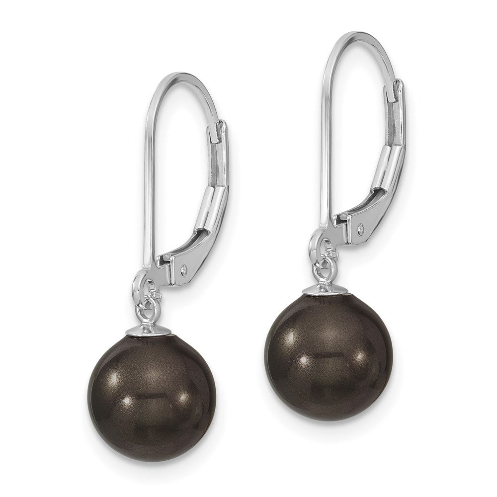 Sterlingsilber Majestik Rhodiniert 8-9mm Schwarz Imitat Muschel Perle Brisur Ohrhänger