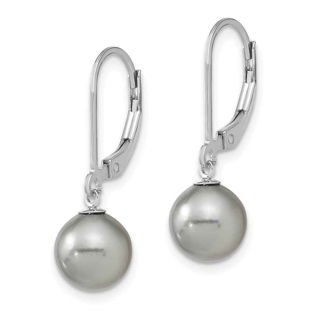 Sterlingsilber Majestic Rhodiniert 8-9mm Grau Imitat Muschel Perle Brisur Ohrhänger