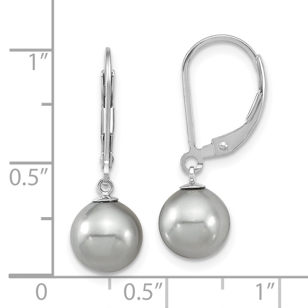 Sterlingsilber Majestic Rhodiniert 8-9mm Grau Imitat Muschel Perle Brisur Ohrhänger