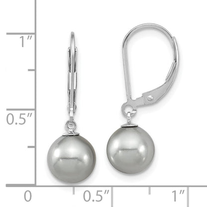 Sterlingsilber Majestic Rhodiniert 8-9mm Grau Imitat Muschel Perle Brisur Ohrhänger