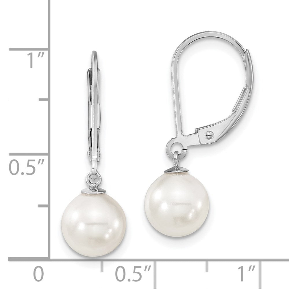 Sterlingsilber Majestik Rhodiniert 8-9m Weiß Imitat Muschel Perle Brisur Ohrhänger